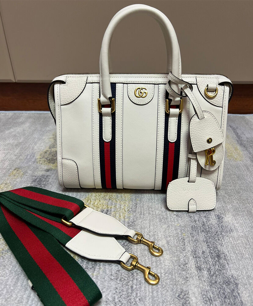 Gucci Small Canvas Top Handle Bag 715772 White