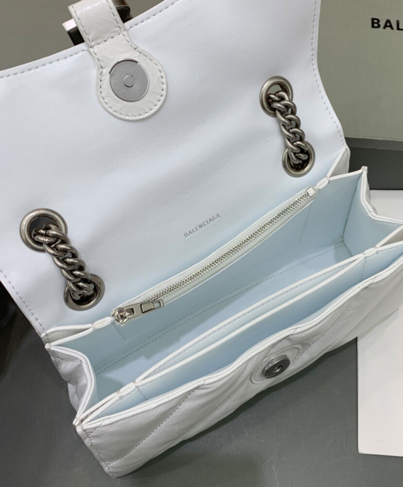 Balenciaga Crush Small Chain Bag Quilted Cream