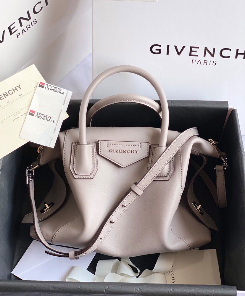 Givenchy Small Antigona Soft Bag In Smooth Leather Gray