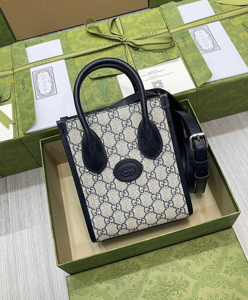 Gucci Mini Tote Bag With Interlocking G 671623 Dark Blue