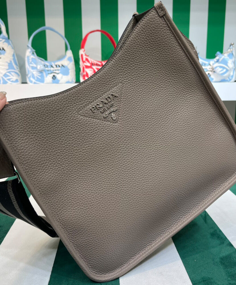 Prada Leather Hobo Bag 1BC073 Gray