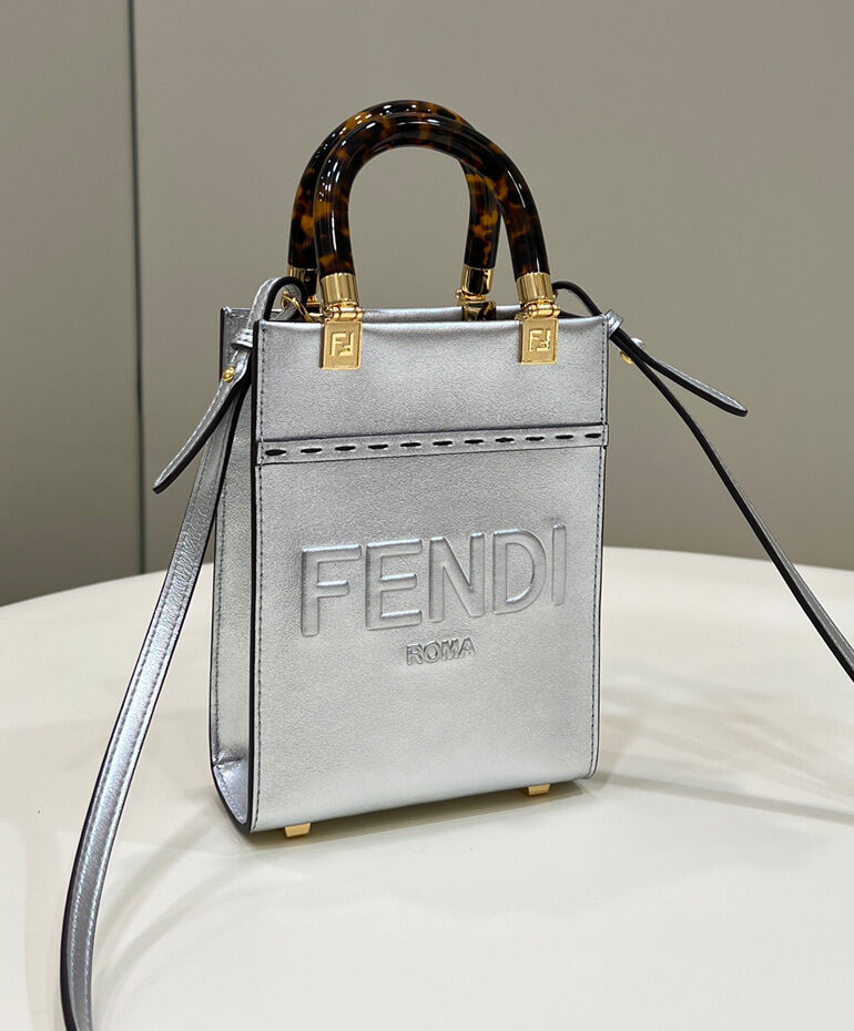Fendi Mini Sunshine Shopper Silver