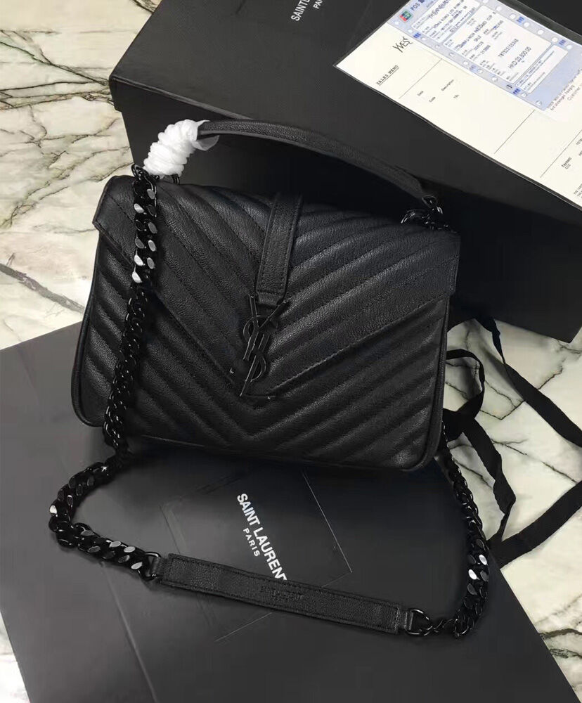 YSL Classic Medium Monogram Saint Laurent College Bag Black