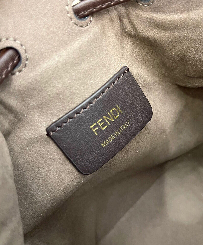 Fendi Mon Tresor Leather Mini-bag With FF Print 8BS010 Dark Coffee