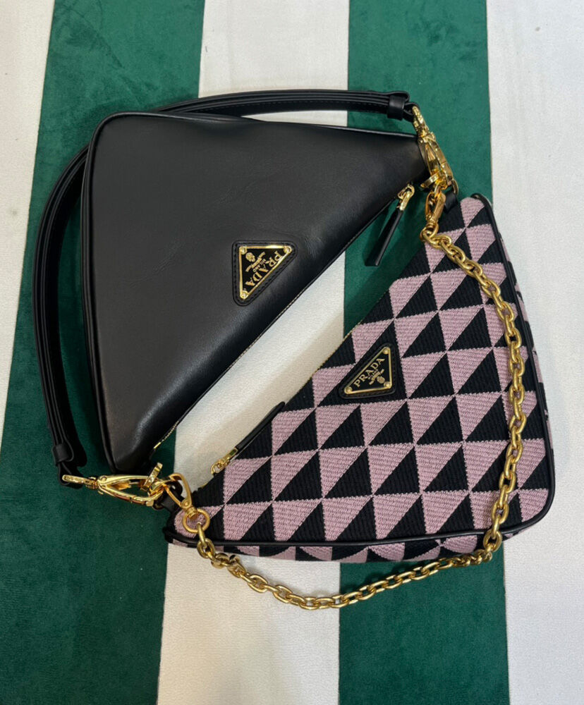 Prada Symbole Leather And Fabric Mini Bag 1BC176 Pink