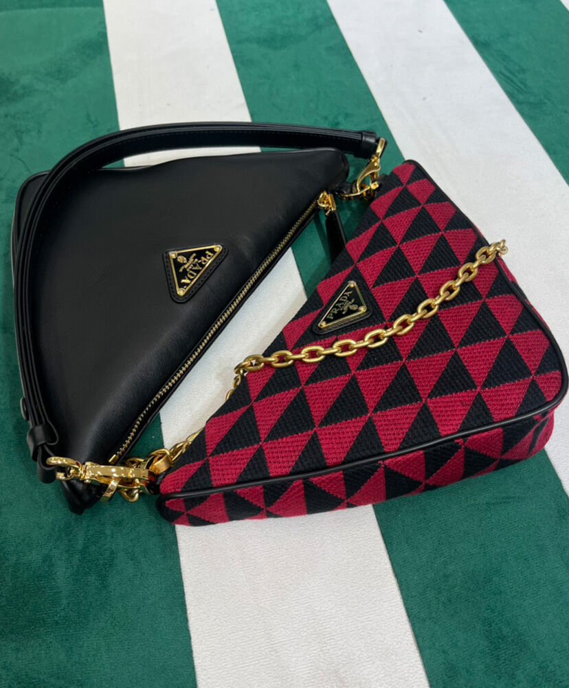 Prada Symbole Leather And Fabric Mini Bag 1BC176 Red