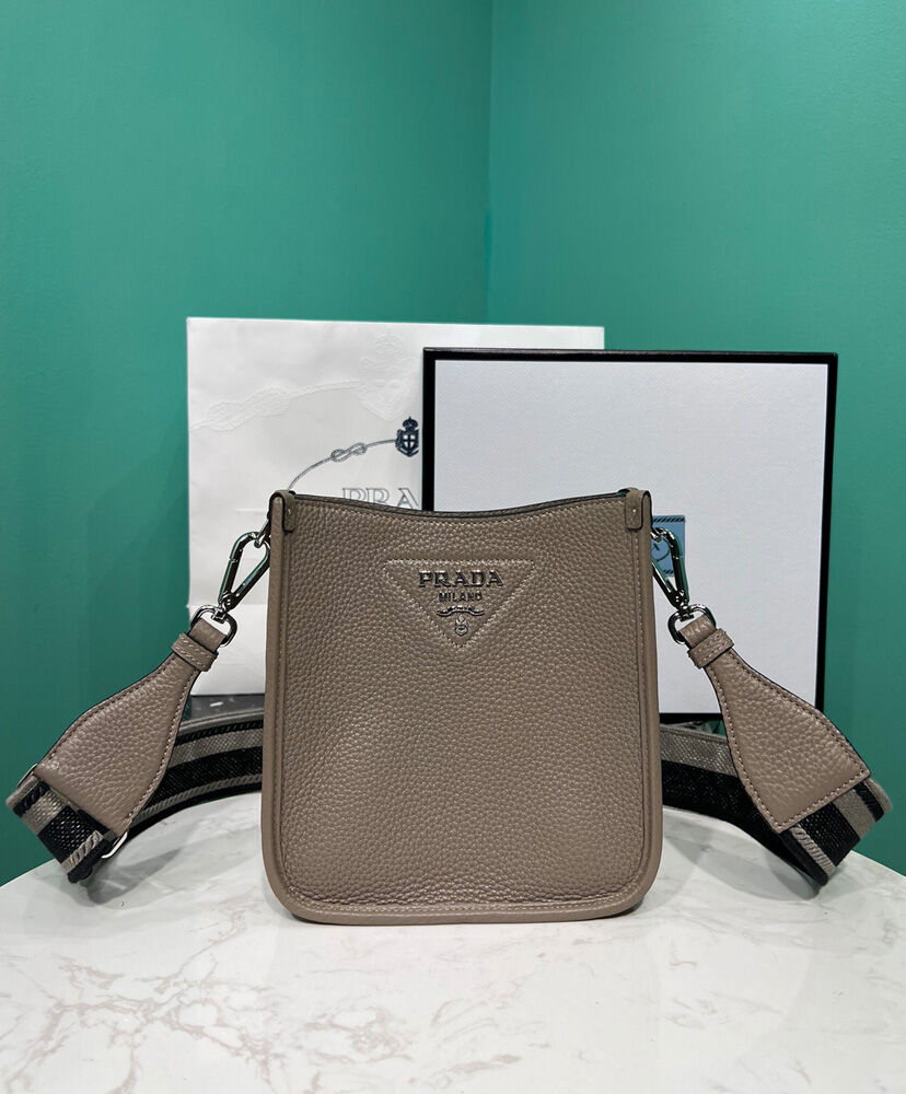 Prada Leather Mini Shoulder Bag Gray