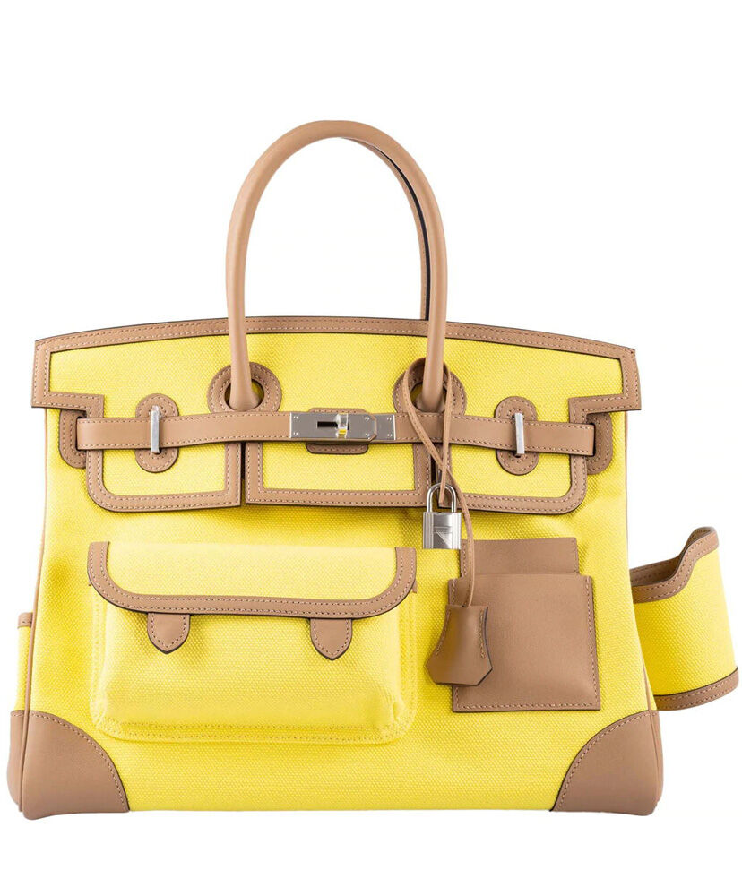 Hermes Birkin 35 Canvas   Swift Leather Cargo Yellow