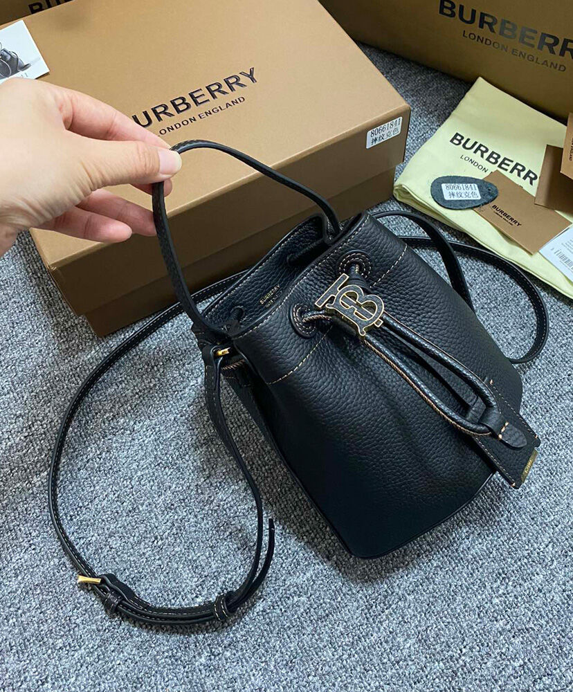Burberry Mini TB Bucket Bag Black