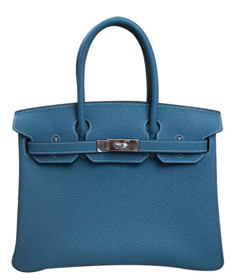Hermes Birkin 30 Bag Togo Leather Blue