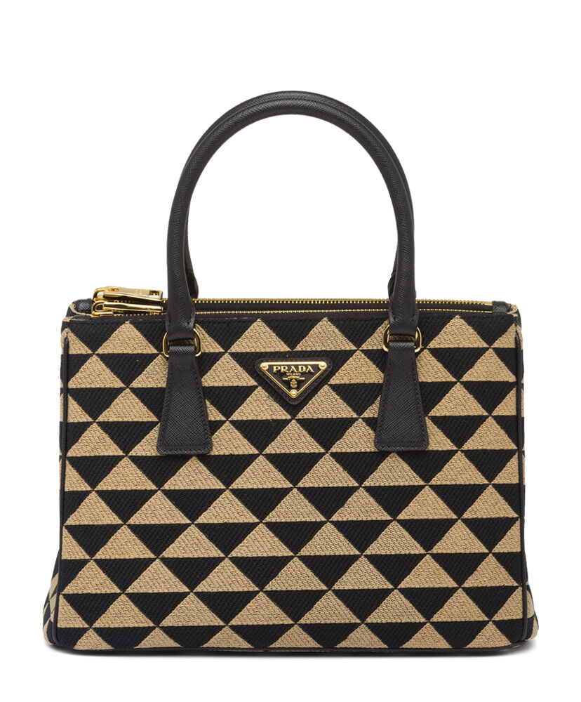 Prada Borsa Prada Galleria Medium In Tessuto Jacquard Apricot