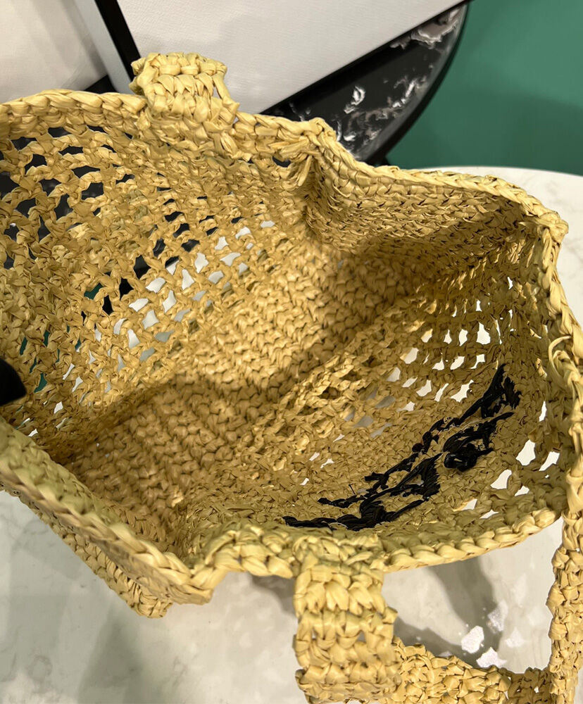 Prada Small Raffia Tote 1BG444 Apricot