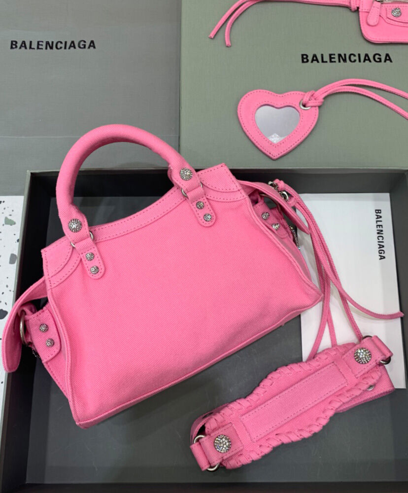 Balenciaga Neo Cagole XS Handbag In Denim Pink
