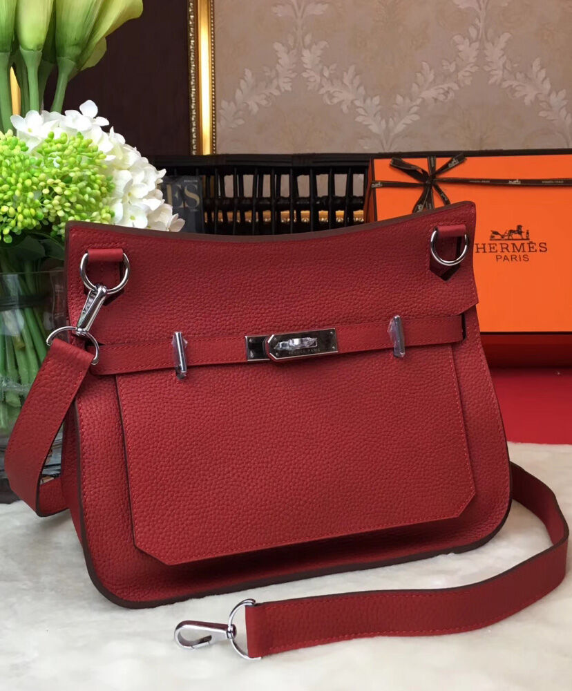 Hermes Jypsiere 28 Bag Togo Leather Red