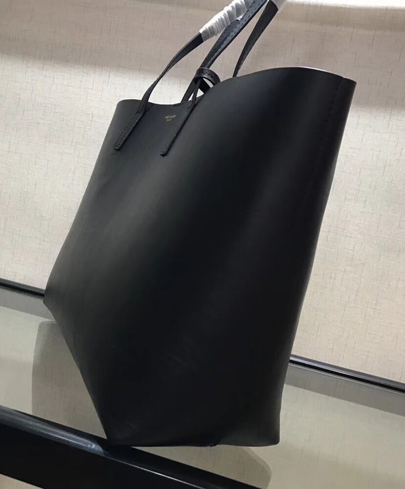Saint Laurent Calfskin Monogram Shopping Tote Black