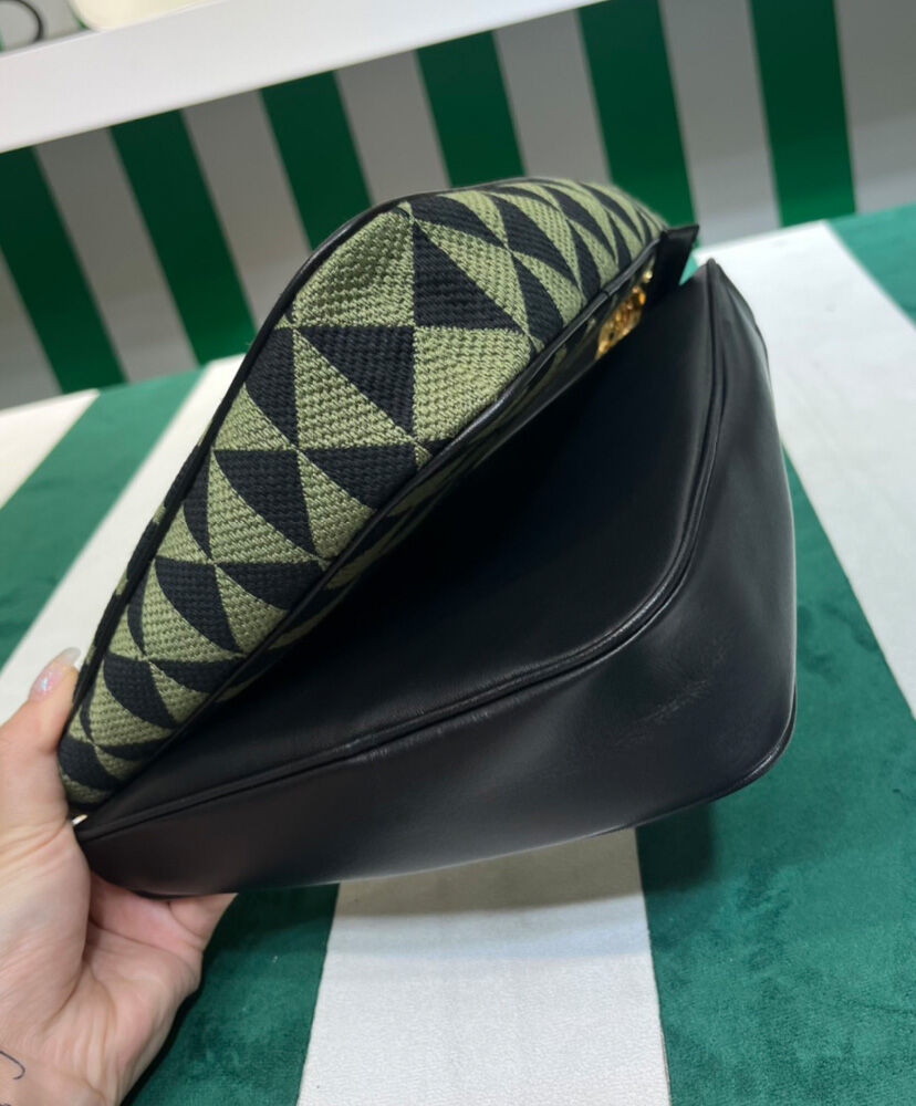 Prada Symbole Leather And Fabric Mini Bag 1BC176 Green