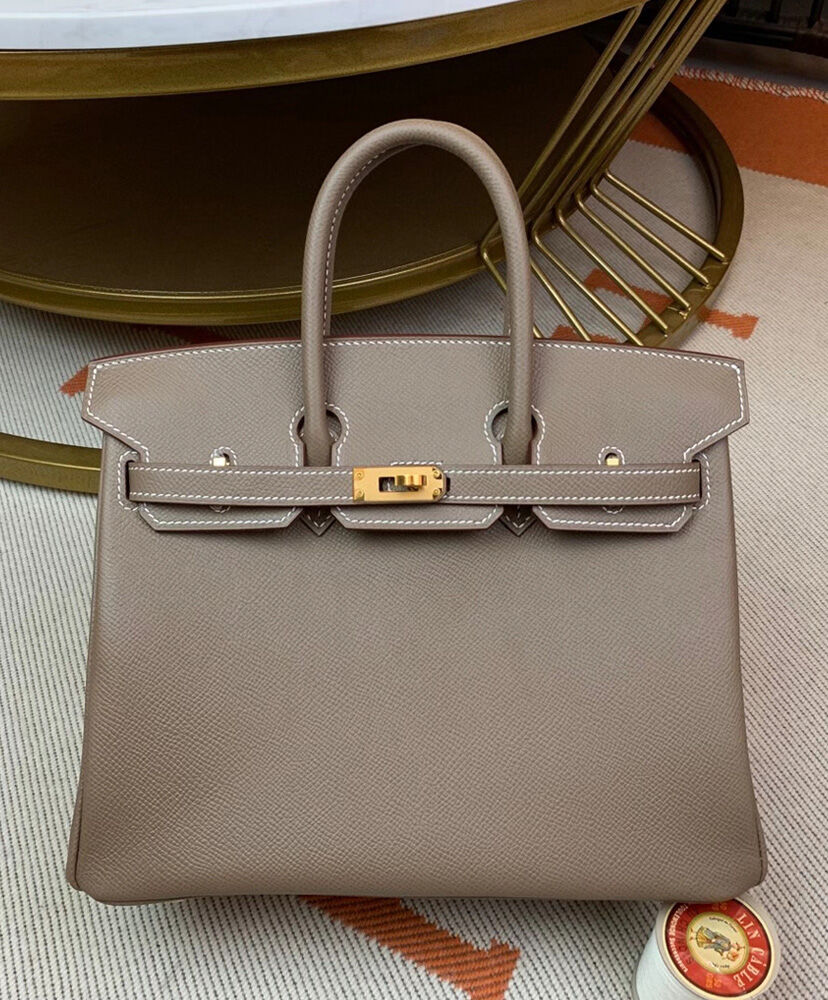 Hermes Birkin 25 Epsom Leather Paon Phw Dark Gray