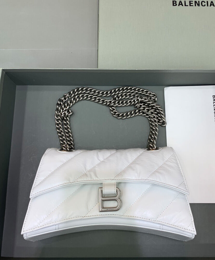 Balenciaga Crush Small Chain Bag Quilted Cream