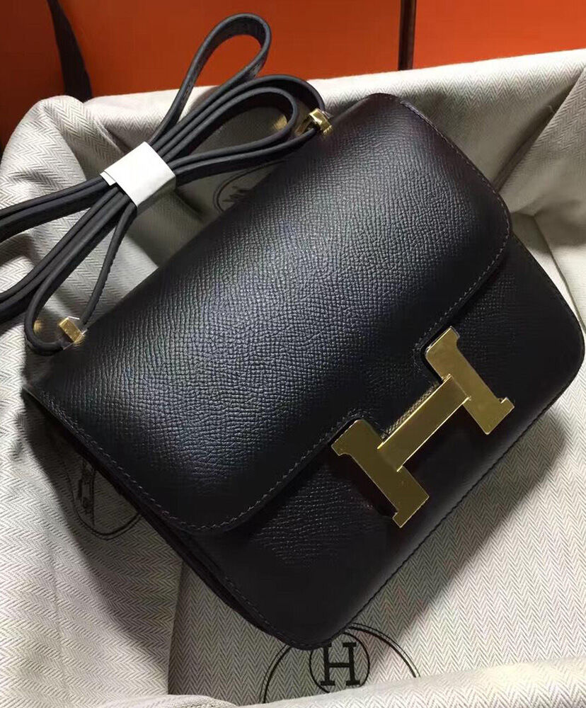 Hermes Epsom Constance 24cm Palladium Hardware Black