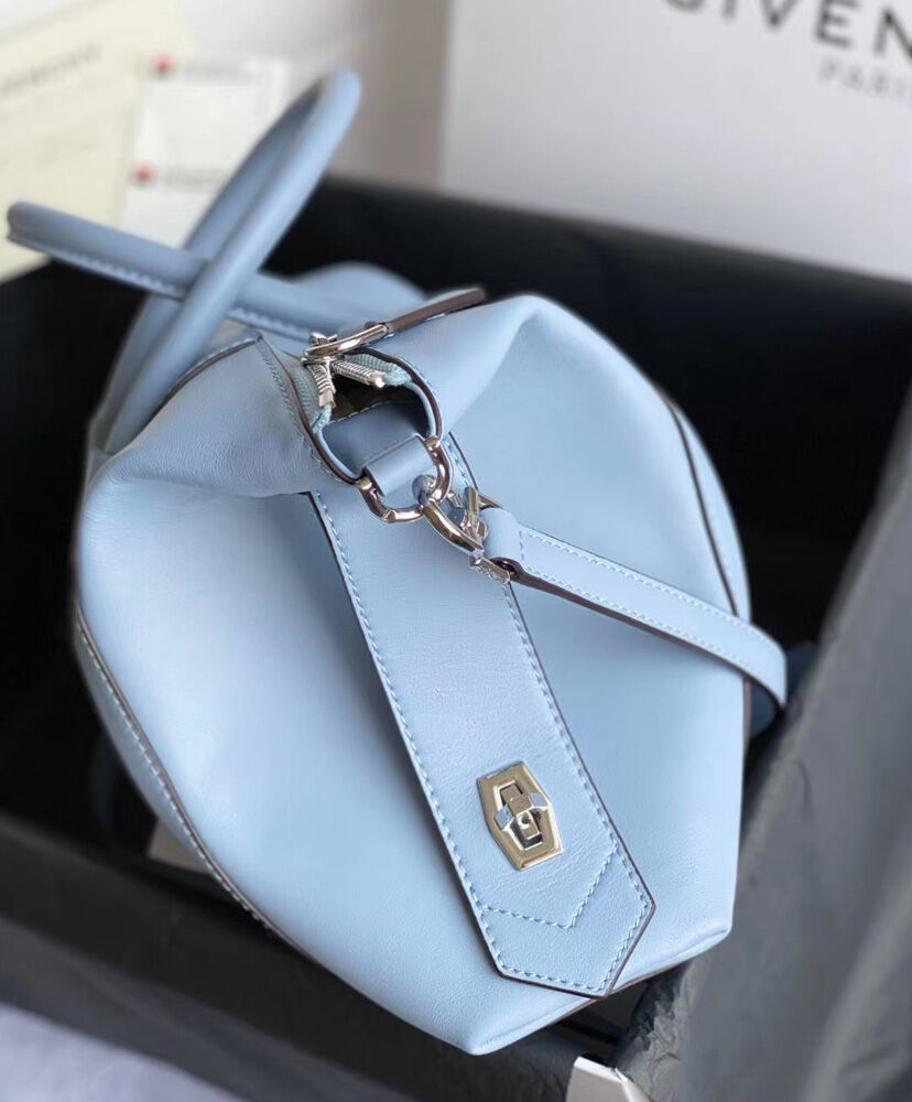 Givenchy Small Antigona Soft Bag In Smooth Leather Light Blue