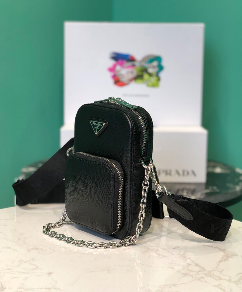 Prada Brushed Leather Smartphone Case 2ZH126 Black