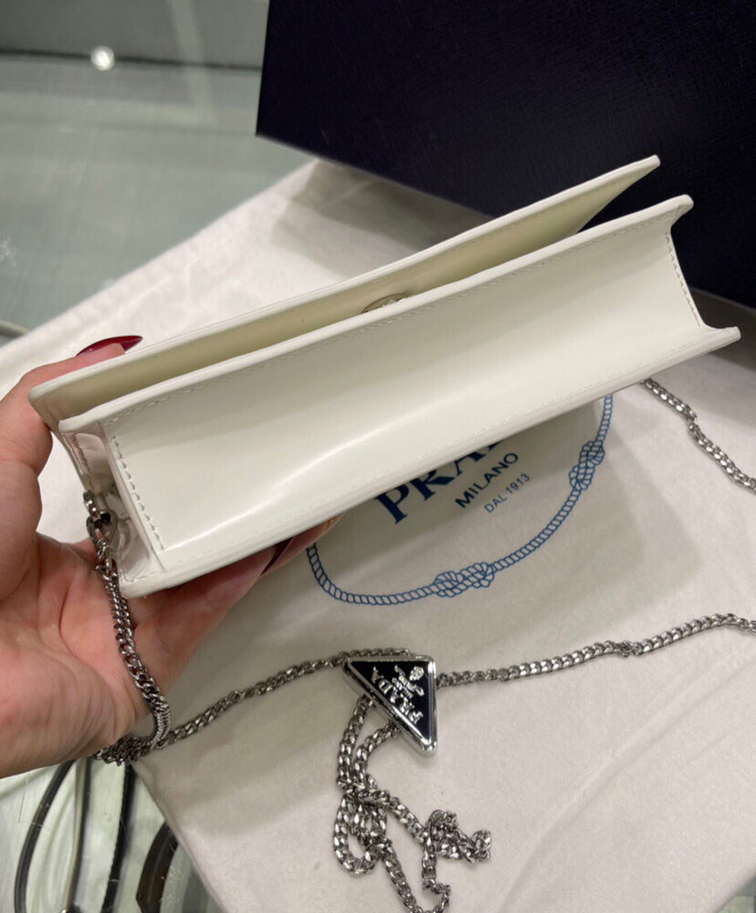 Prada Brushed Leather Shoulder Bag 1BD307 Cream