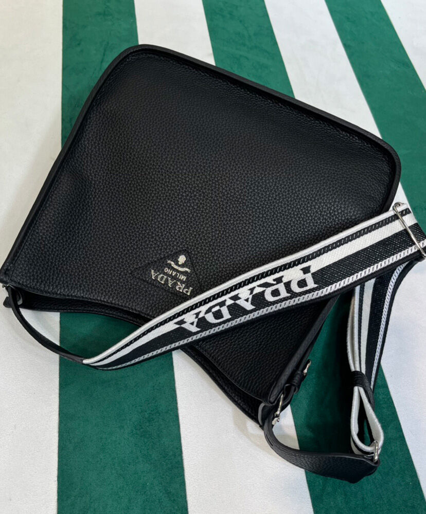 Prada Leather Hobo Bag 1BC073 Black