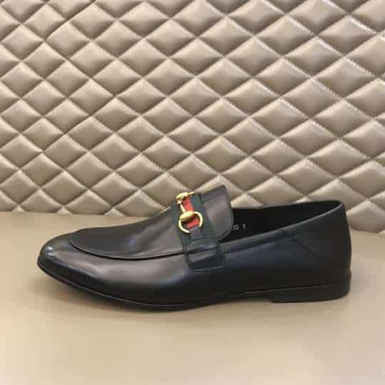 GUCCI 10MM LEATHER FOLDABLED LOAFERS W/ WEB   LDG017