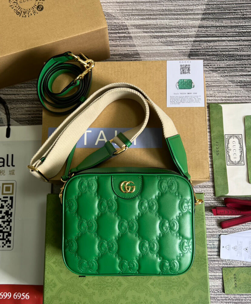 Gucci GG Matelasse Leather Shoulder Bag 702234 Green