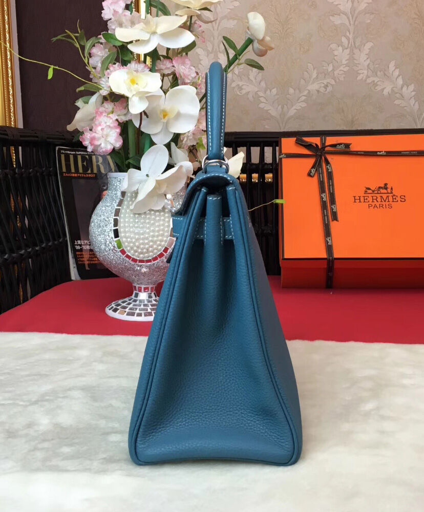 Hermes Kelly Bag 28 Togo Leather Blue