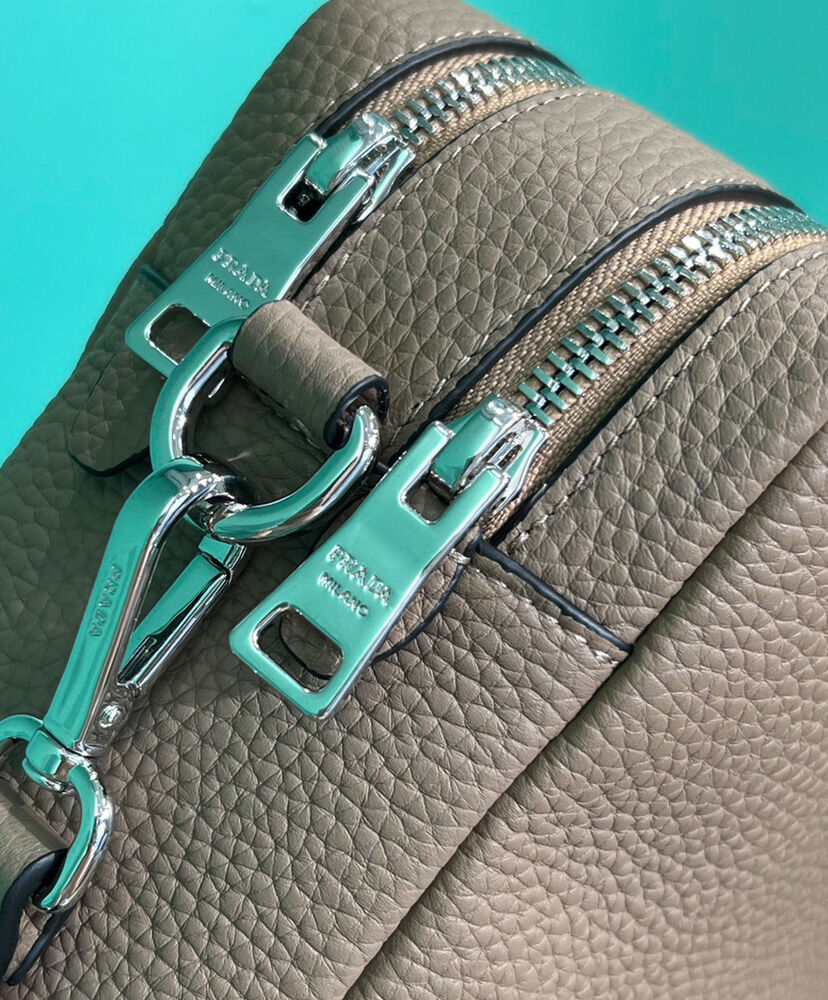 Prada Leather Bag With Shoulder Strap Cream Gray