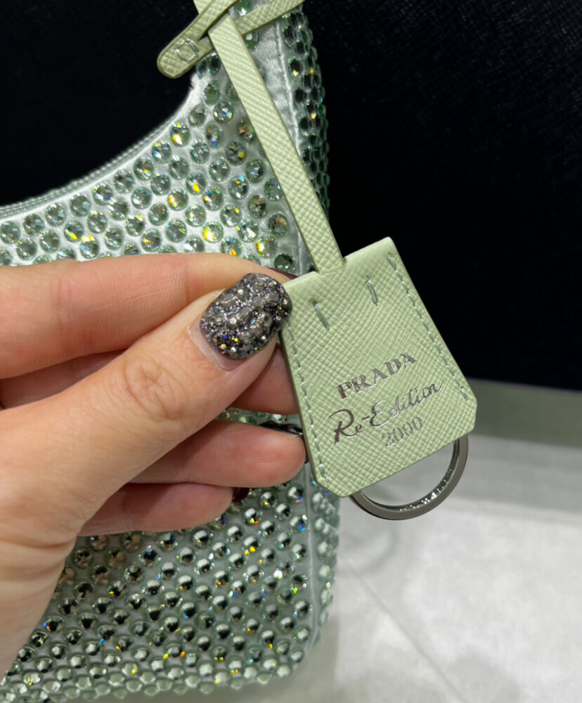 Prada Satin Mini-bag With Artificial Crystals Green