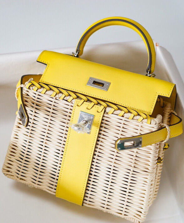 Hermes Kelly Picnic Mini Osier / Swift Vert Verone Yellow