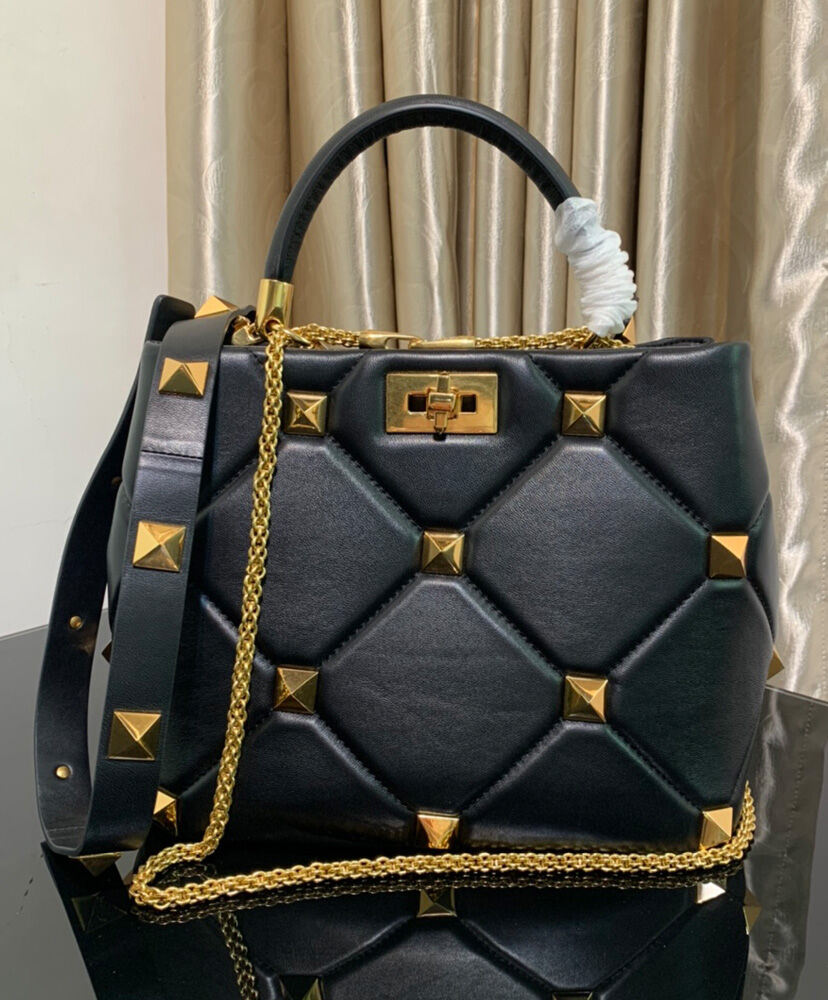 Valentino Garavani Roman Stud The Handle Bag Black