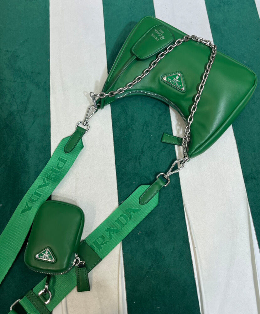 Prada Padded Nappa-leather Prada Re-Edition 2005 Shoulder Bag 1BH204 Green