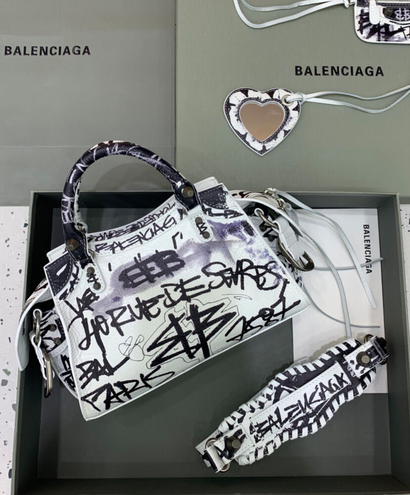 Balenciaga Neo Cagole XS Handbag Graffiti White