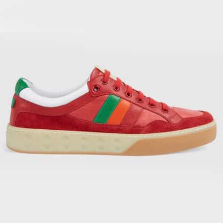 GUCCI MEN S RED LEATHER AND NYLON SNEAKERS   GC62