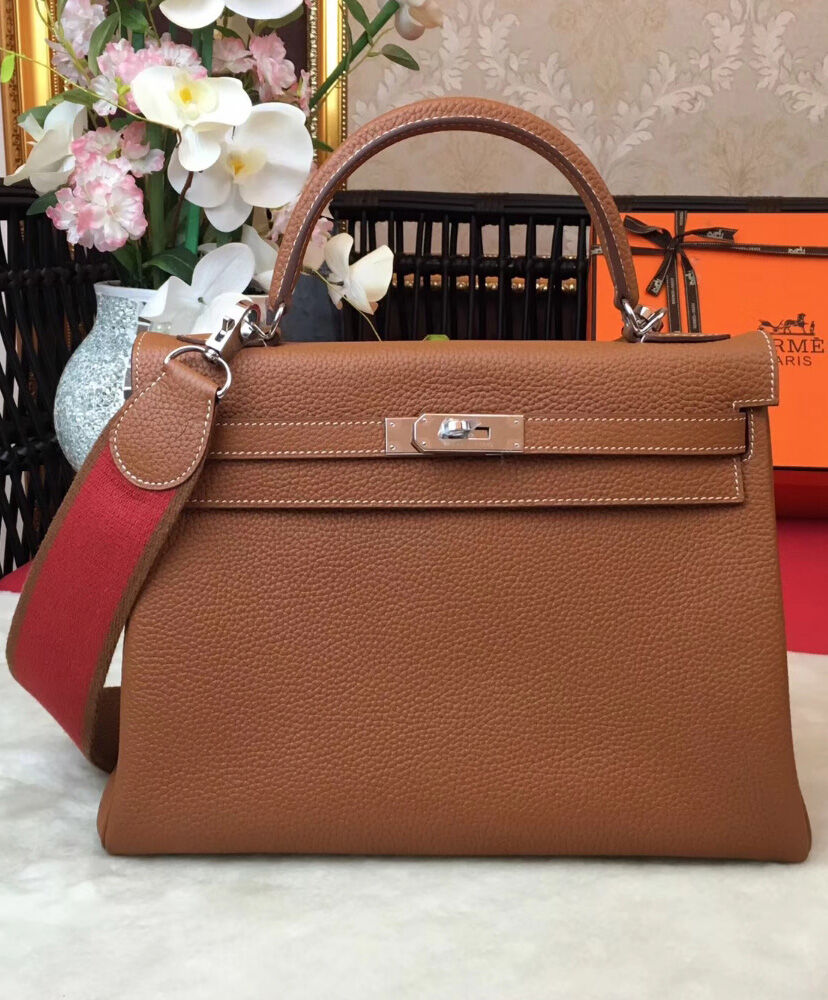 Hermes Kelly Bag 28 Togo Leather Light Coffee