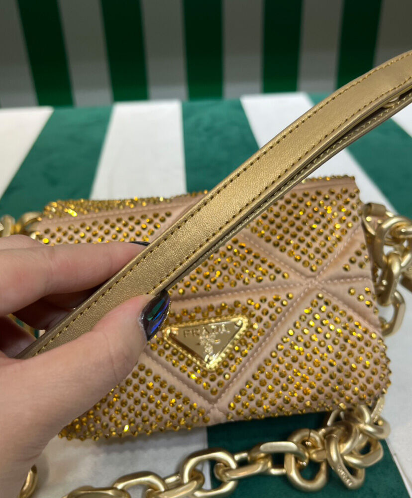 Prada Satin Mini-bag With Crystals 1BD329 Golden