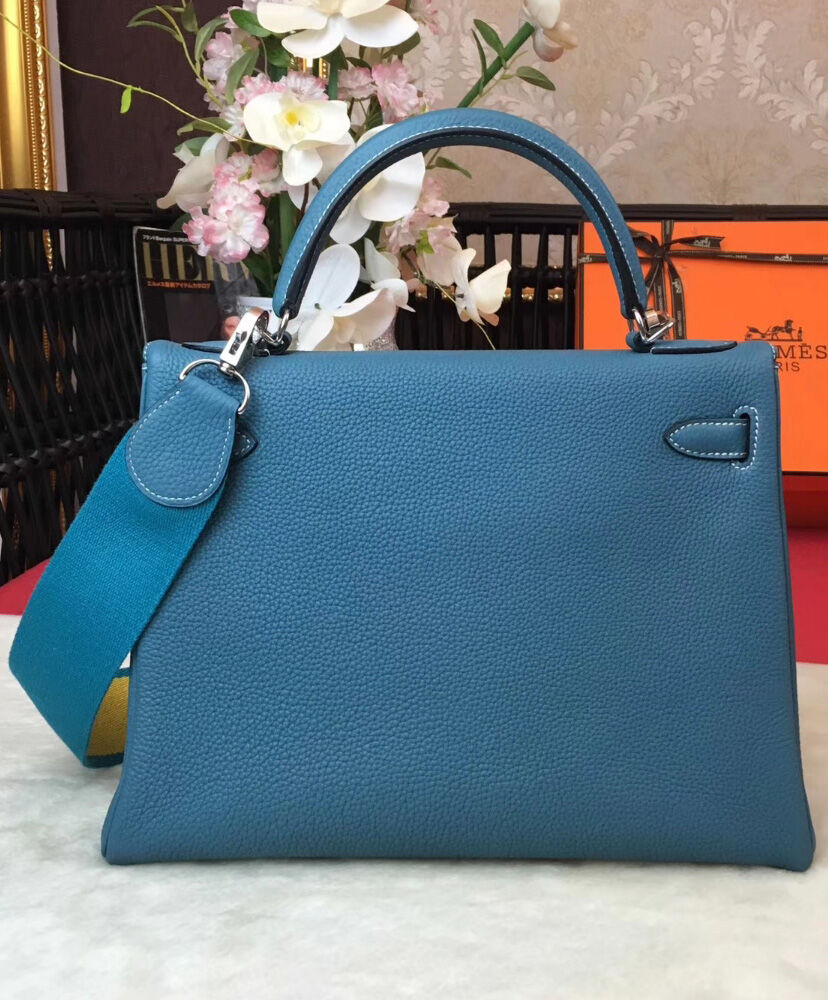 Hermes Kelly Bag 28 Togo Leather Blue