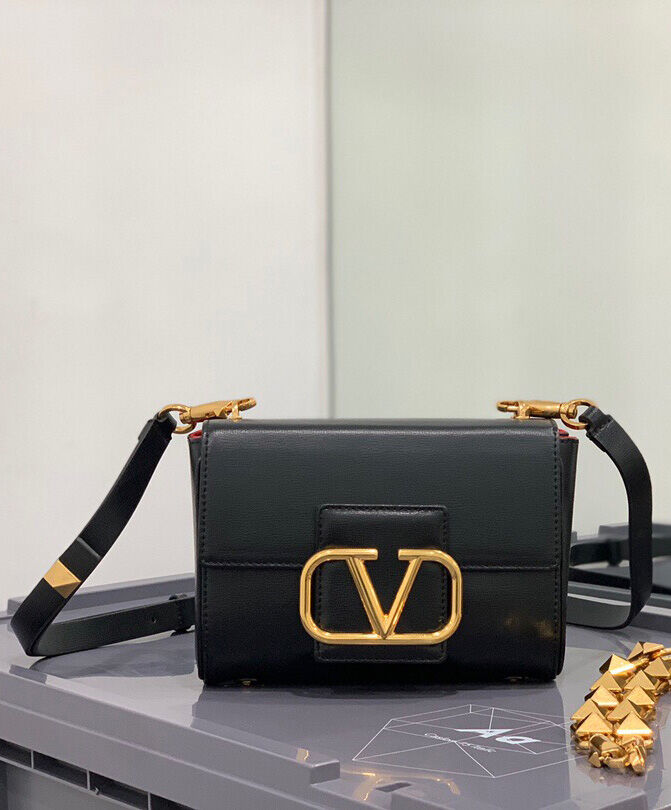 Valentino Garavani Stud Sign Shoulder Bag Black
