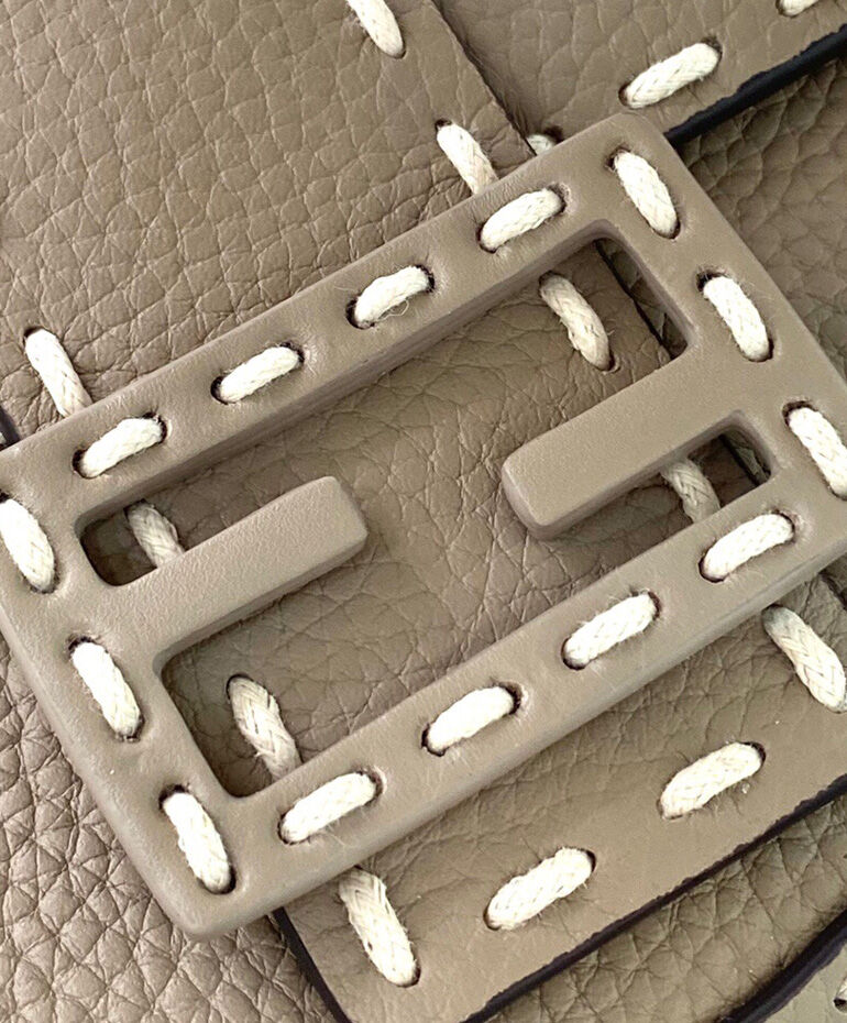 Fendi Baguette Full Grain Leather Bag 8BR600 Gray