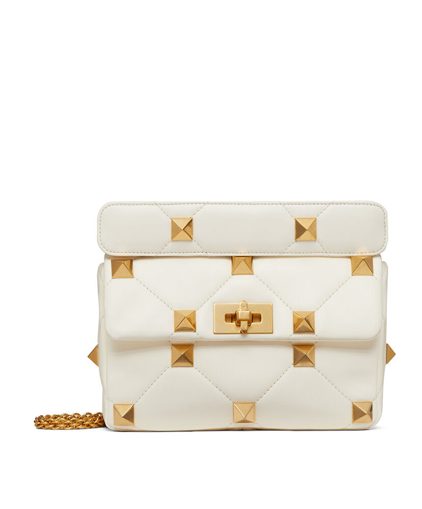 Valentino Garavani Roman Stud Nappa Chain Bag White