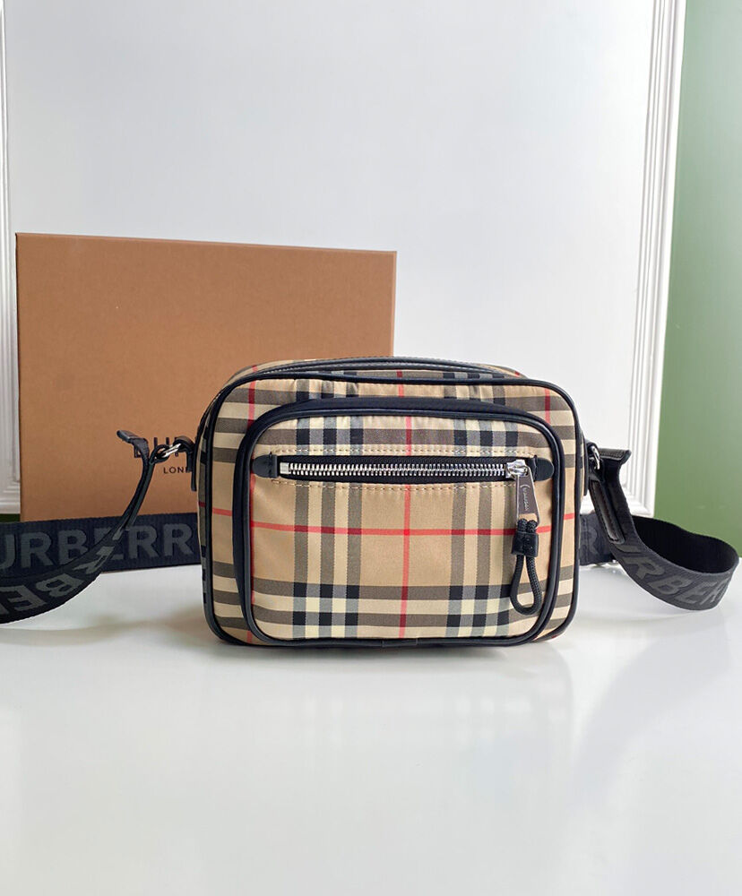 Burberry Vintage Check and Leather Crossbody Bag Apricot