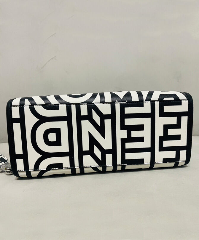 Fendi Sunshine Medium Two-tone printed leather Fendi Roma Capsule Shopper 8BH386 Black