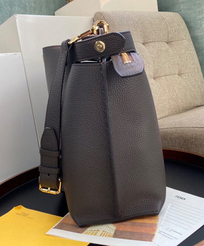 Fendi Peekaboo Iconic Essential Calf Leather Bag 7VA476 Dark Coffee