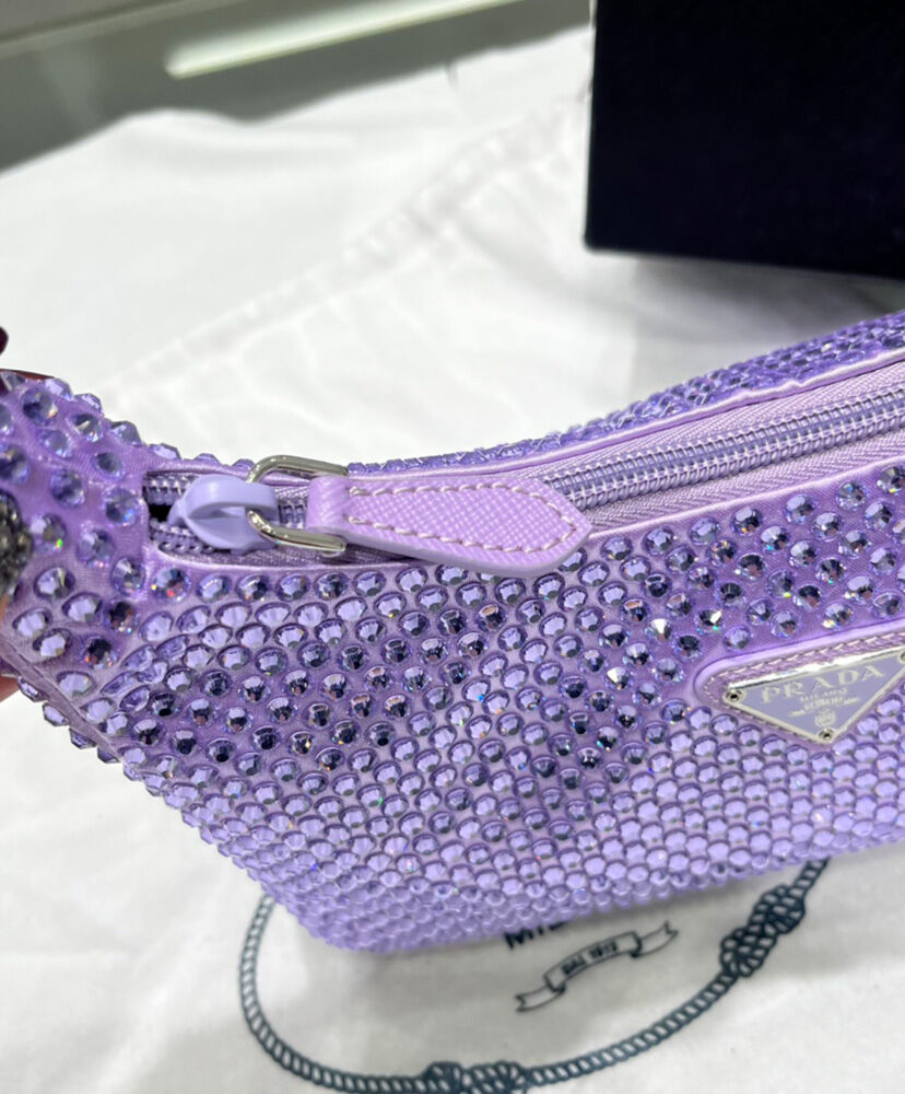 Prada Satin Mini-bag With Artificial Crystals Purple