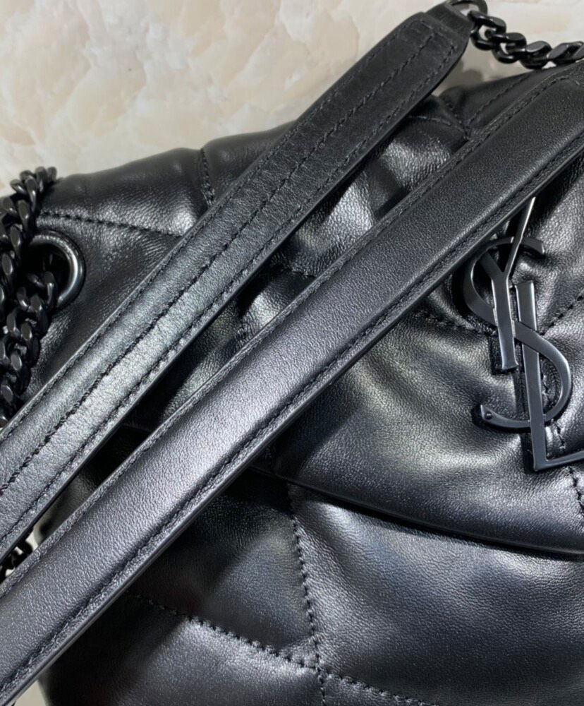 Saint Laurent Loulou Puffer Small Bag In Quilted Lambskin Black