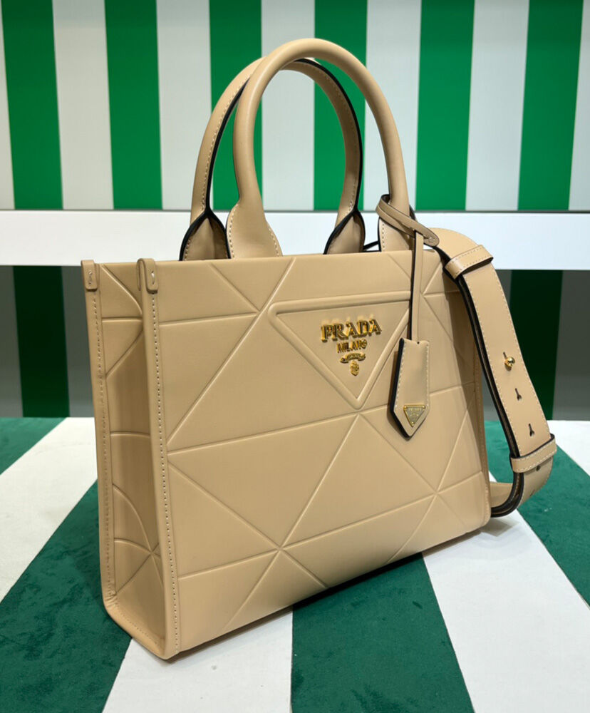 Prada Small leather Prada Symbole Bag With Topstitching 1BA379 Apricot