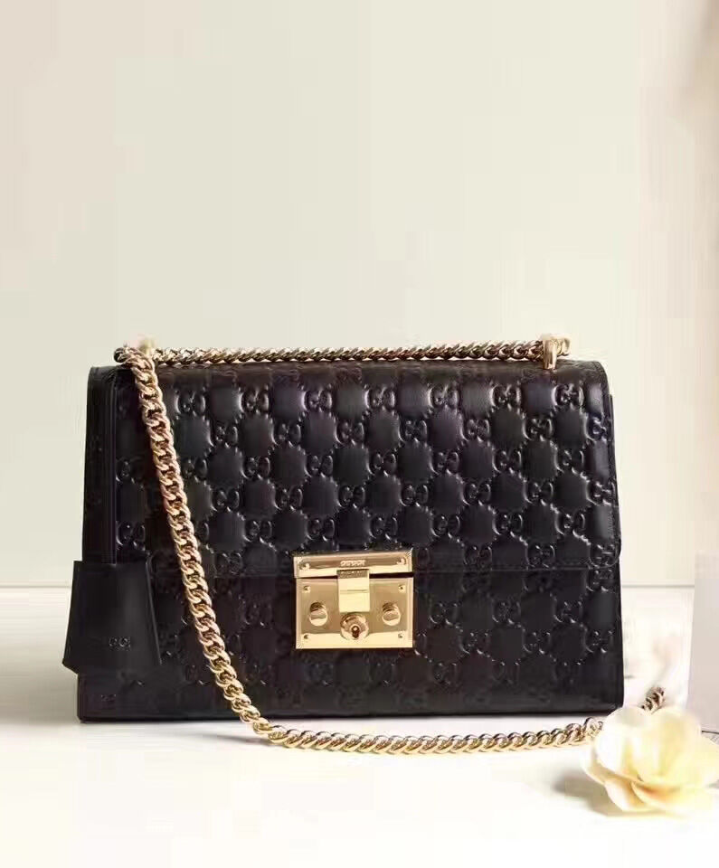 Gucci Padlock medium Gucci Signature shoulder bag 409486 Black